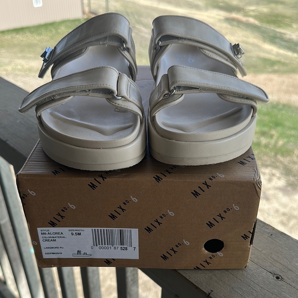 Mix No. 6 Cream Sandals with Cushioned Footbed and Platform Sole
